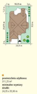 projekt domu jednorodzinnego bossanova rzut dzialki villanette