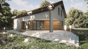 projekt domu typu stodola arstrid wizualizacja ogrodowa villanette 2