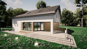 projekt domu typu stodola arstrid wizualizacja ogrodowa villanette 3
